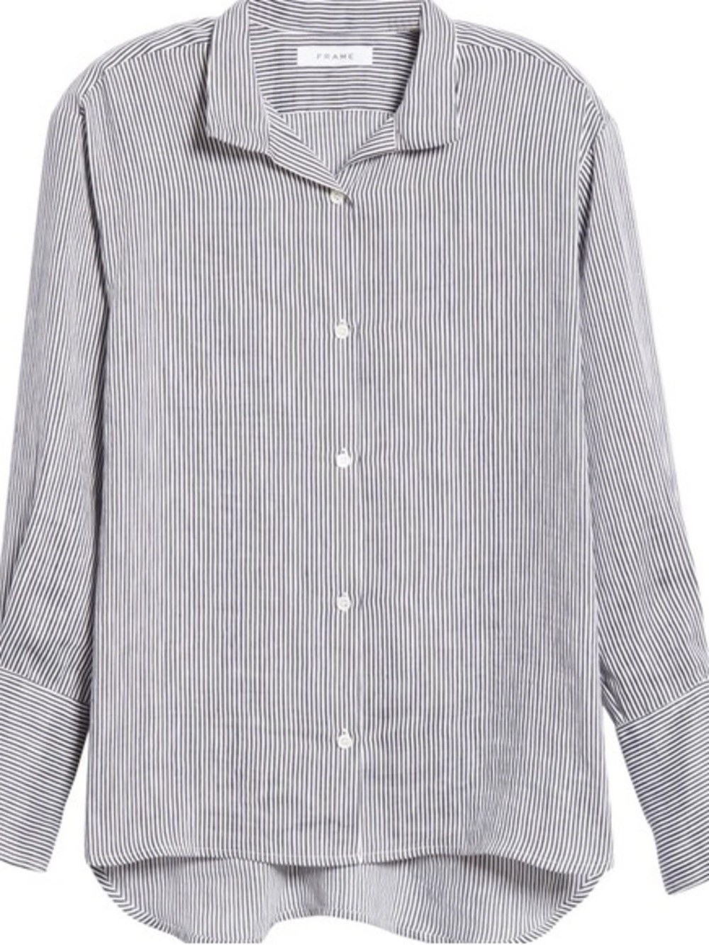 Frame Women's Navy White Striped Button Down Shirt Xs